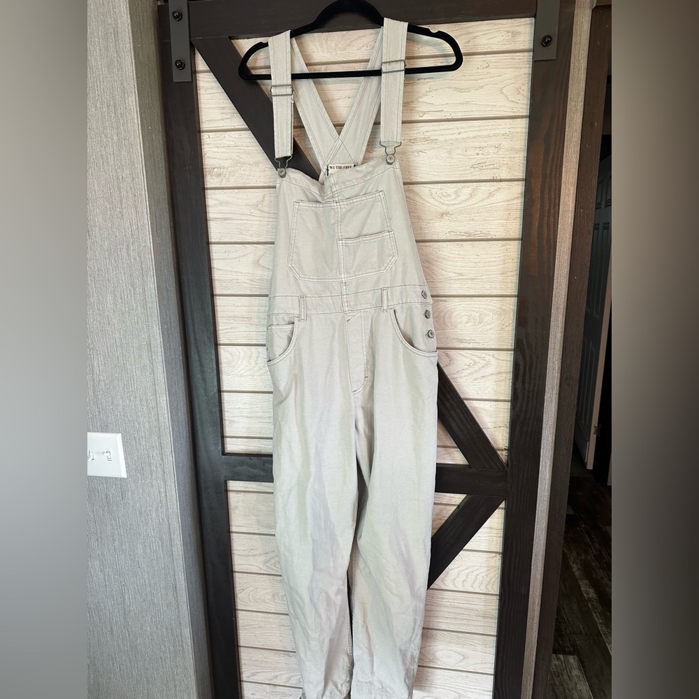 Free People Gray Denim Overalls